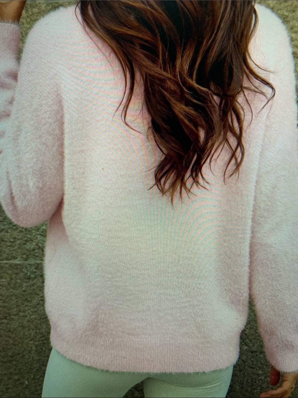 Soft Pink Fuzzy Crewneck Sweater - Women's Cozy Knit - Picture 4 of 6